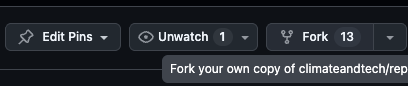 GitHub repository page with the Fork button in the top-right toolbar