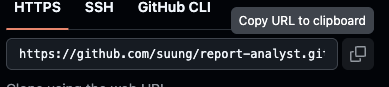 GitHub Code dropdown with Copy URL to clipboard on a forked repository