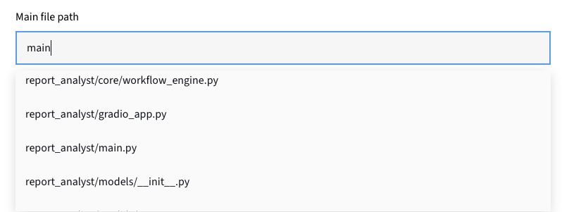 Streamlit main file path field with report_analyst/streamlit_app.py